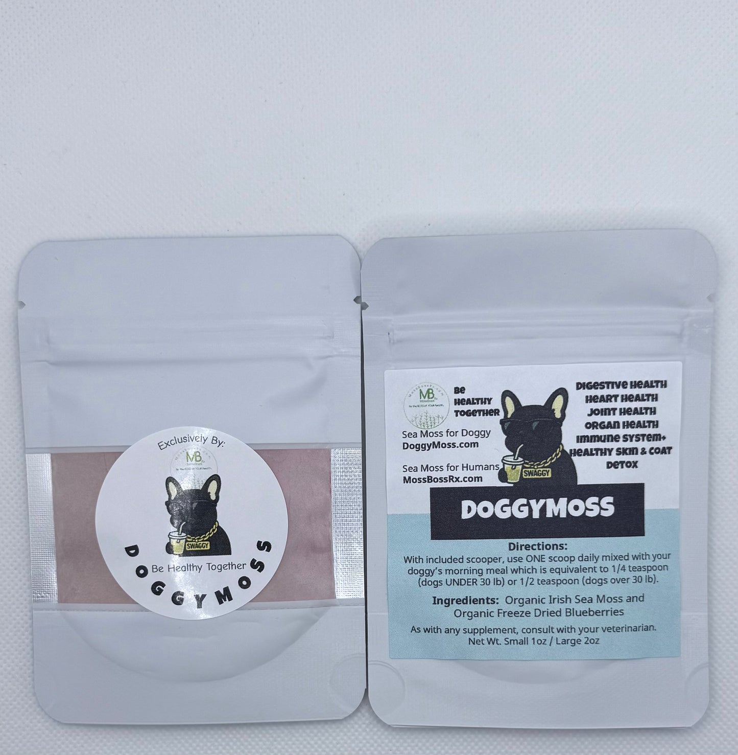 Sea Moss DoggyMoss, with FREE Snacky Bag! - Organic Sea Moss Powder For Your Fur Baby (Doggy). Immune Formula with Blueberry. 🫐 1 month supply. Mix 1/4-1/2 teaspoon DoggyMoss to their food. Very mild taste.🌟 (Use code SOCIAL10 for an extra 10% off!)