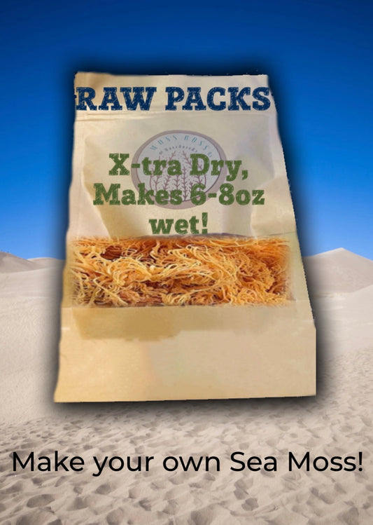 Sea Moss RAW - 4 Easy Steps to make at a Fraction of the Cost than our Pre-Made! - Xtra dry Gold, Xtra potent. 6-8oz wet which makes 1-2 full 16oz jars! * (Use code SOCIAL10 for an extra 10% off!)