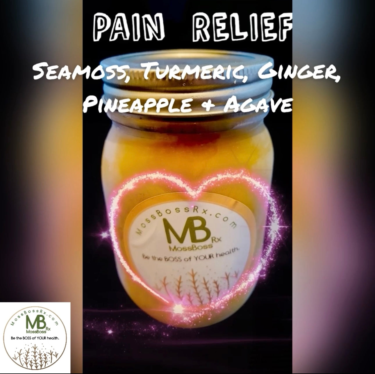 Sea Moss PAIN RELIEF formula - Sea Moss + Turmeric, Ginger, Pineapple, Lemon and Agave to assist with Pain Relief (16oz) * (Use code SOCIAL10 for an extra 10% off!)