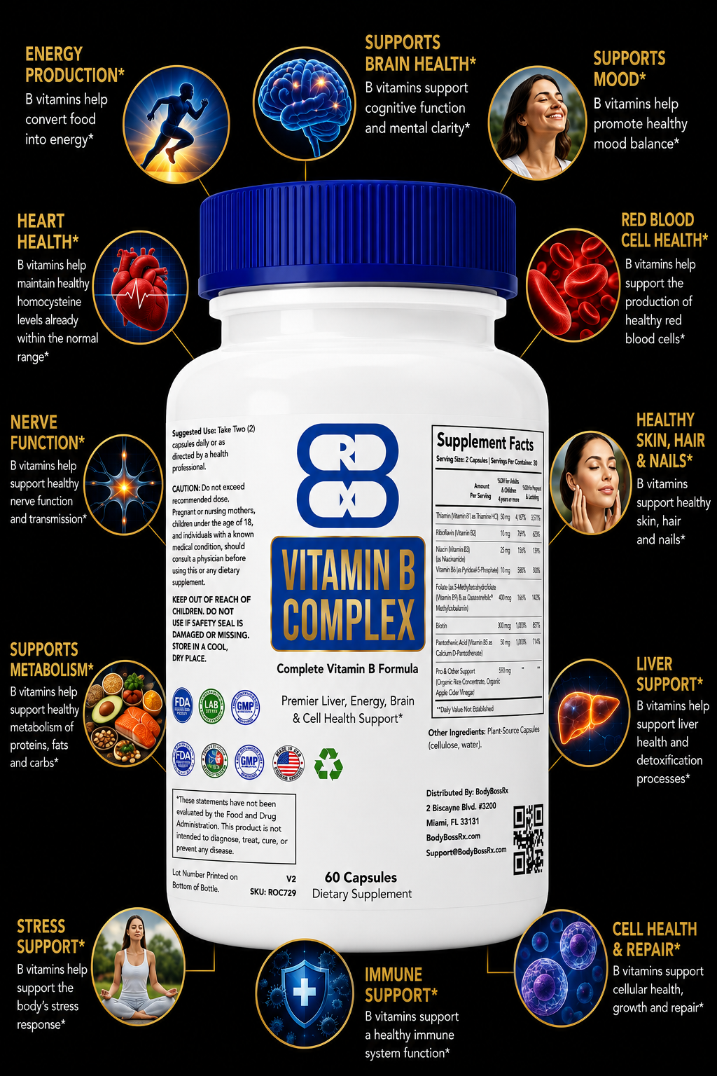 Vitamin B Complex – 60 Count