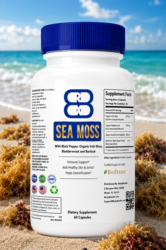 Organic Sea Moss with Bladderwrack, Burdock Root and Black Pepper – 60 Capsules