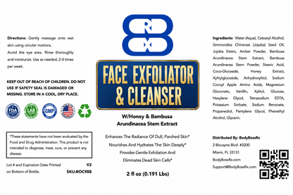 Premium Facial Exfoliator and Cleanser with Honey & Bambusa Arundinacea Stem Extract – 2 Oz