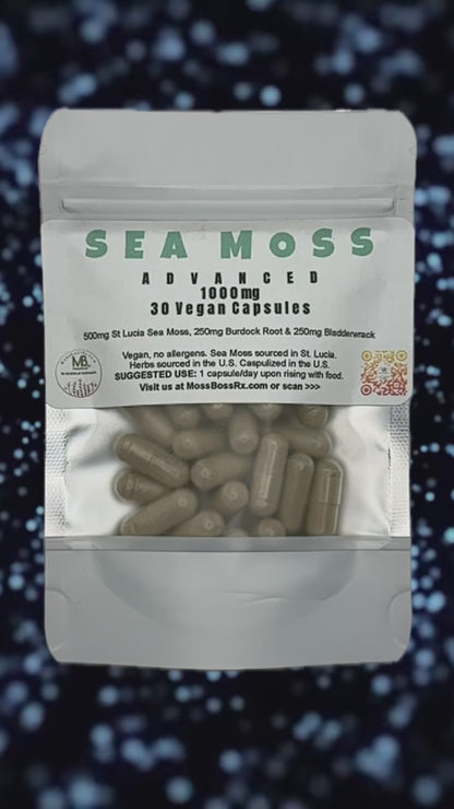 Sea Moss Advanced Organic Capsules  + Burdock Root and Bladderwrack - 30 Vegan Caps, 1000mg each, 1 Month Supply. 🌟 (Use code SOCIAL35 for an extra $5 off. Capsules only, limited).